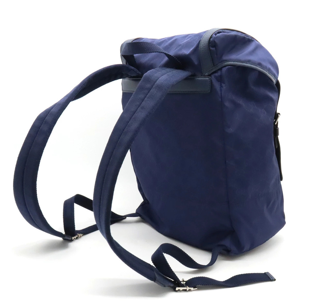 Gucci Leather Rucksack Daypack Navy Backpack Blue GG Blue
